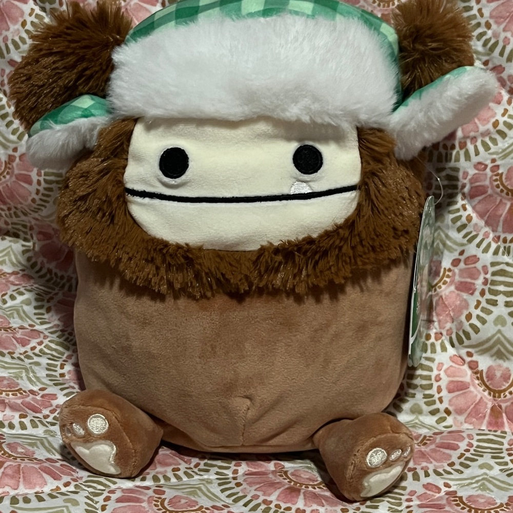 Benny Squishmallow - 8” Brown Bigfoot Squishmallow Plush with Trapper Hat